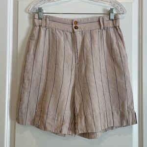 Soft Surroundings 100%Linen Striped Shorts
